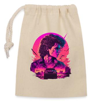 Années 80 - Sac cadeau en coton avec cordon (14 x 20 cm) - nature - Devant