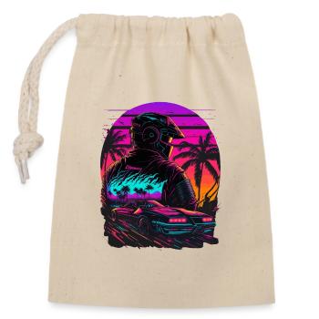 Miami Beach Vaperwave - Verschließbarer Geschenkbeutel aus Baumwolle (14x20cm) - Natur - Vorne