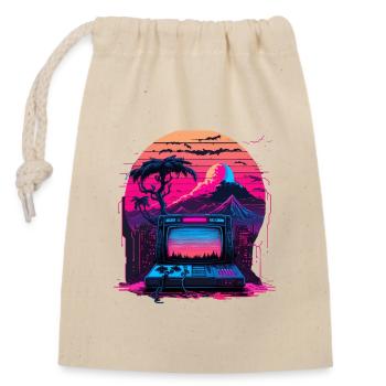 Ordinateur Vaporwave - Sac cadeau en coton avec cordon (14 x 20 cm) - nature - Devant