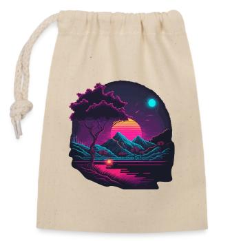 Lever de soleil rétro - Sac cadeau en coton avec cordon (14 x 20 cm) - nature - Devant