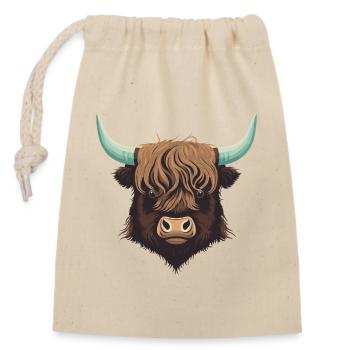 Yak Head Illustration - Closable cotton gift bag (14x20cm) - nature - Front