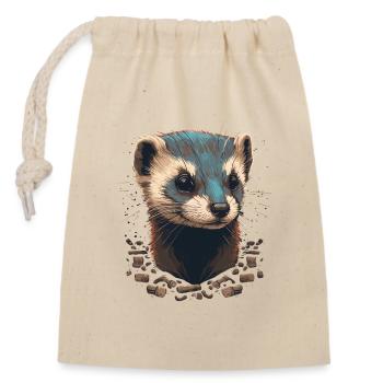 Tête de furet - Sac cadeau en coton avec cordon (14 x 20 cm) - nature - Devant