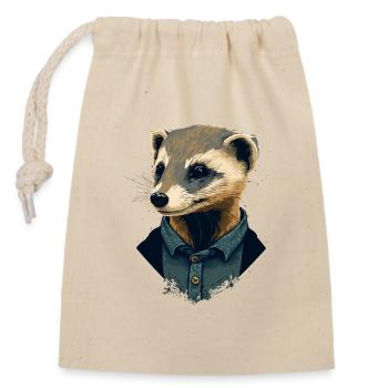 Ferret Style - Closable cotton gift bag (14x20cm) - nature - Front