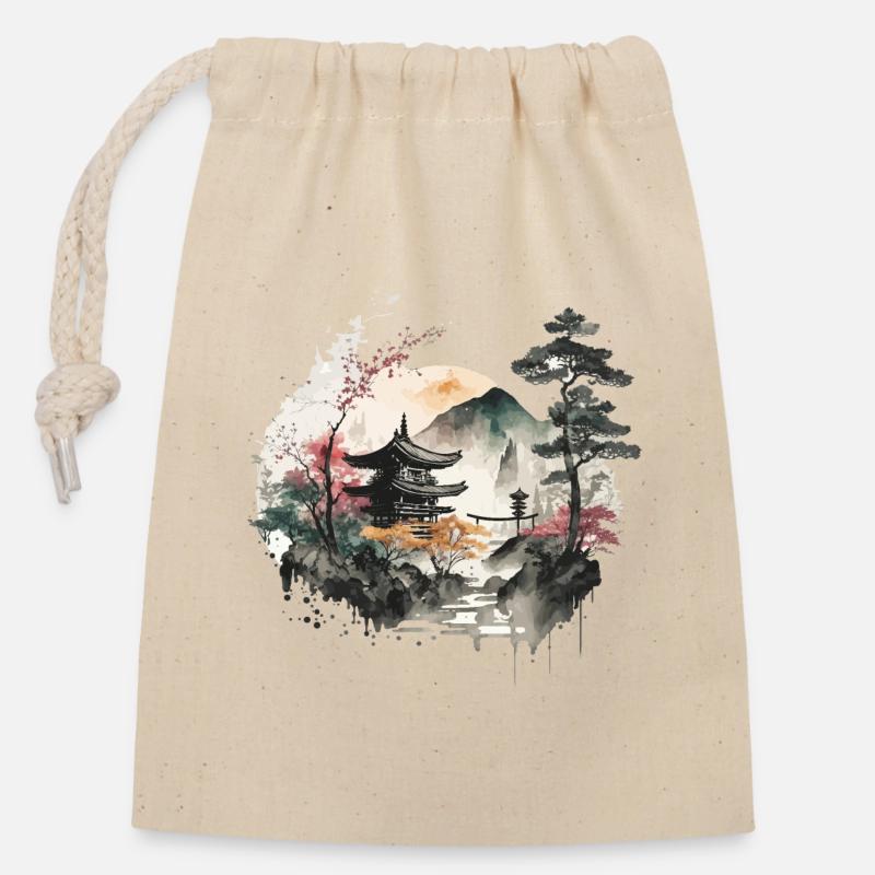 Sakura - Verschließbarer Geschenkbeutel aus Baumwolle (14x20cm) - Natur