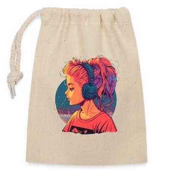 Beautiful Anime Girl - Closable cotton gift bag (14x20cm) - nature - Front