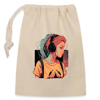 Aesthetic Music Girl - Closable cotton gift bag (14x20cm) - nature - Front