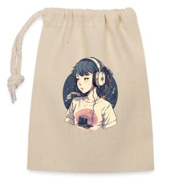 Kawaii Anime Girl - Closable cotton gift bag (14x20cm) - nature - Front