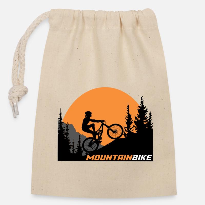 Moutain bike - Sac cadeau en coton avec cordon (14 x 20 cm) - nature