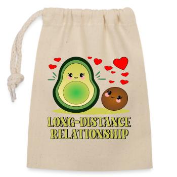 Relation à distance - Avocado FUNNY - Sac cadeau en coton avec cordon (14 x 20 cm) - nature - Devant