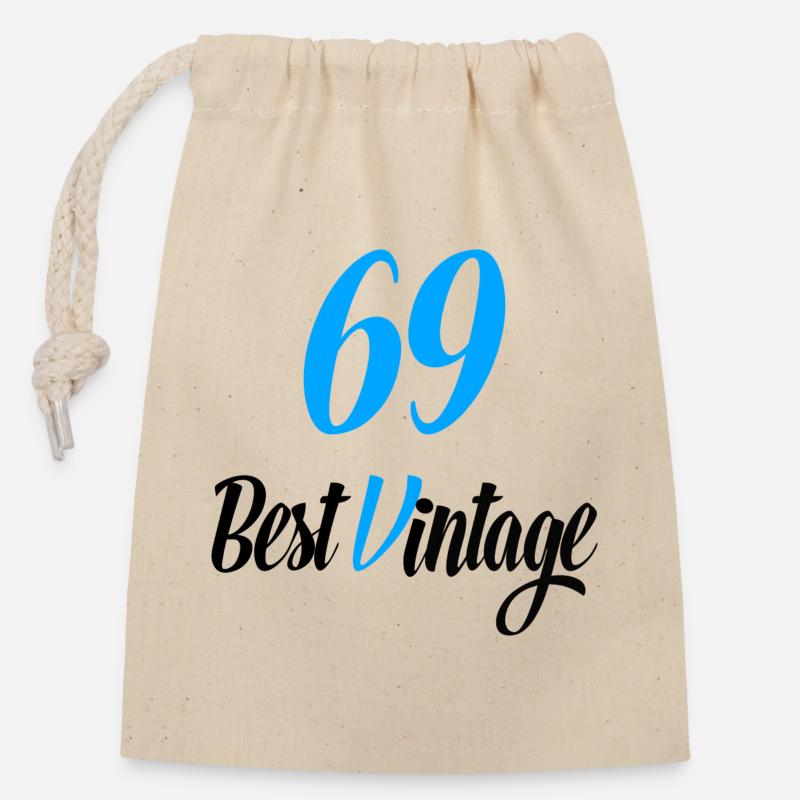 Best Vintage 1969 black - Closable cotton gift bag (14x20cm) - nature