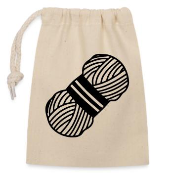 Knot knit or crochet wool - Closable cotton gift bag (14x20cm) - nature - Front