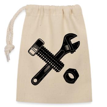 Écrou de boulon et clé - Sac cadeau en coton avec cordon (14 x 20 cm) - nature - Devant