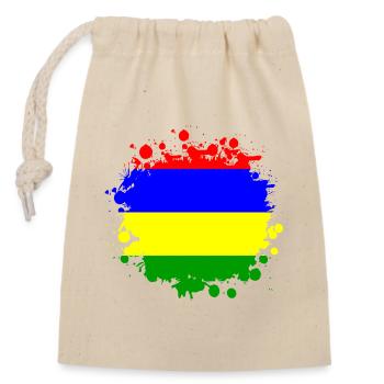 Motif de drapeau blob de Maurice - Sac cadeau en coton avec cordon (14 x 20 cm) - nature - Devant