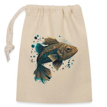 Illustration de truite - Sac cadeau en coton avec cordon (14 x 20 cm) - nature - Devant