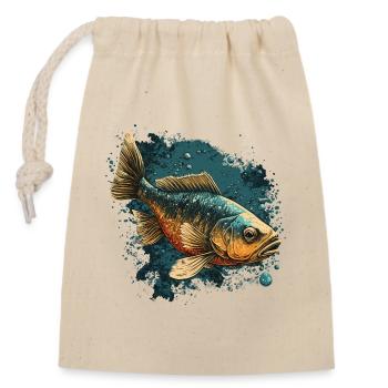 Poisson bar - Sac cadeau en coton avec cordon (14 x 20 cm) - nature - Devant