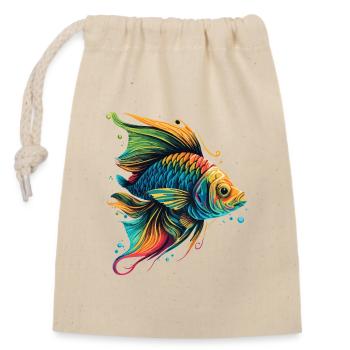 Unique Fish - Closable cotton gift bag (14x20cm) - nature - Front