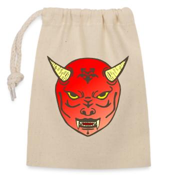 tolle asia tees, oni maske - Verschließbarer Geschenkbeutel aus Baumwolle (14x20cm) - Natur - Vorne