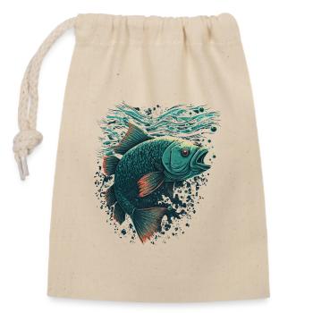 Fish with an open Mouth - Closable cotton gift bag (14x20cm) - nature - Front