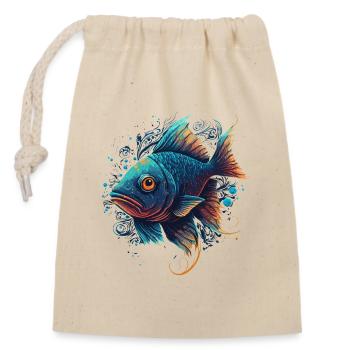 Fish Artwork - Closable cotton gift bag (14x20cm) - nature - Front