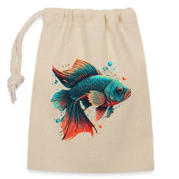 Red Blue Fish - Closable cotton gift bag (14x20cm) - nature - Front