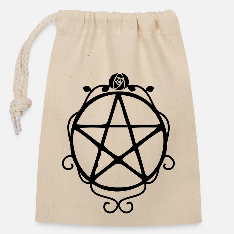 Symbole de l’étoile de la Wicca - Sac cadeau en coton avec cordon (14 x 20 cm) - nature