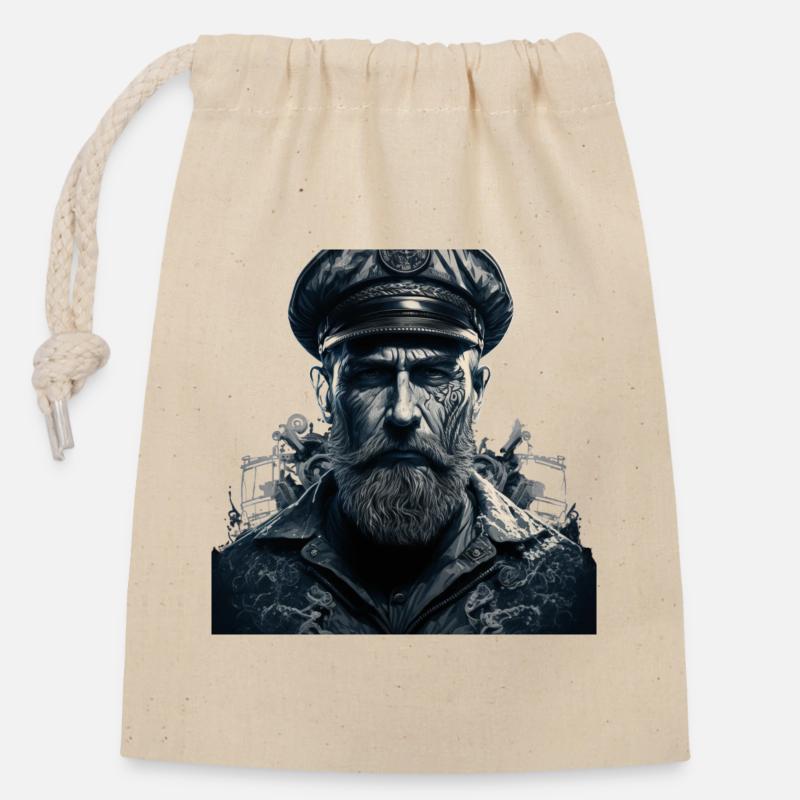 La beauté de la navigation, capitaine nautique - Sac cadeau en coton avec cordon (14 x 20 cm) - nature