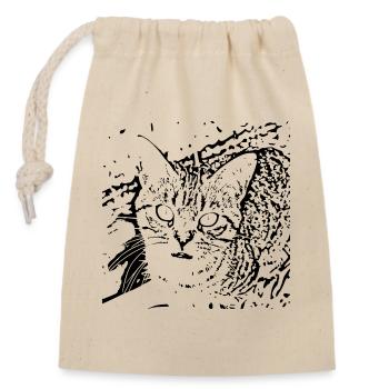 cat black kitten cute - Closable cotton gift bag (14x20cm) - nature - Front