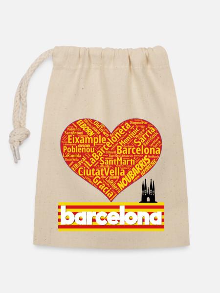 Barcelona - Verschließbarer Geschenkbeutel aus Baumwolle (14x20cm) - Natur
