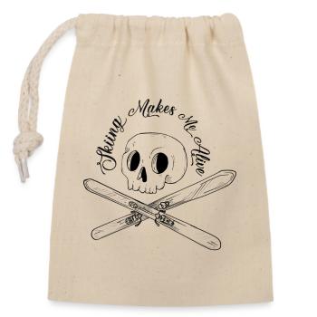 Le ski me rend vivant - Sac cadeau en coton avec cordon (14 x 20 cm) - nature - Devant