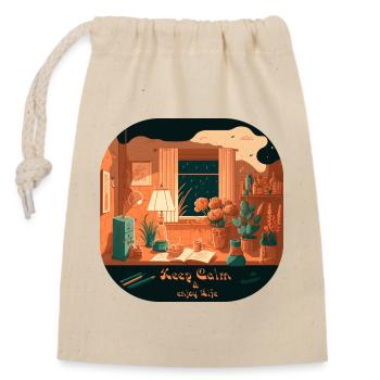 Keep Calm - Closable cotton gift bag (14x20cm) - nature - Front