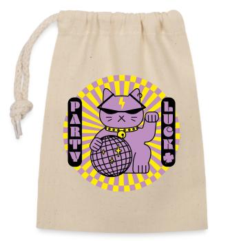 Party lucky cat - Closable cotton gift bag (14x20cm) - nature - Front
