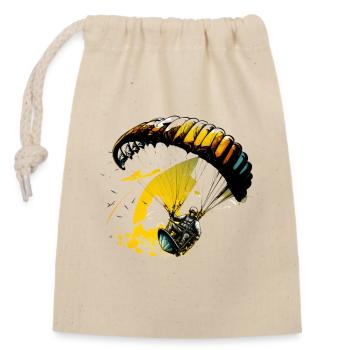 Flying high, paragliders in action - Closable cotton gift bag (14x20cm) - nature - Front