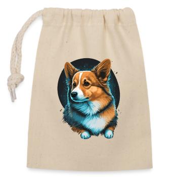 Glowing Background Corgi - Closable cotton gift bag (14x20cm) - nature - Front