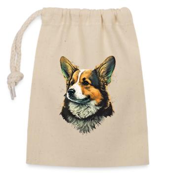 Officiel Post Corgi - Sac cadeau en coton avec cordon (14 x 20 cm) - nature - Devant