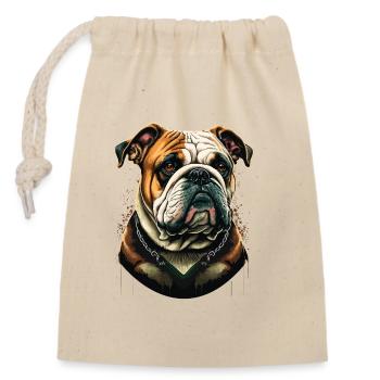 Bulldog Pet - Closable cotton gift bag (14x20cm) - nature - Front