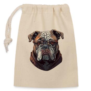 Alte Bulldogge - Verschließbarer Geschenkbeutel aus Baumwolle (14x20cm) - Natur - Vorne