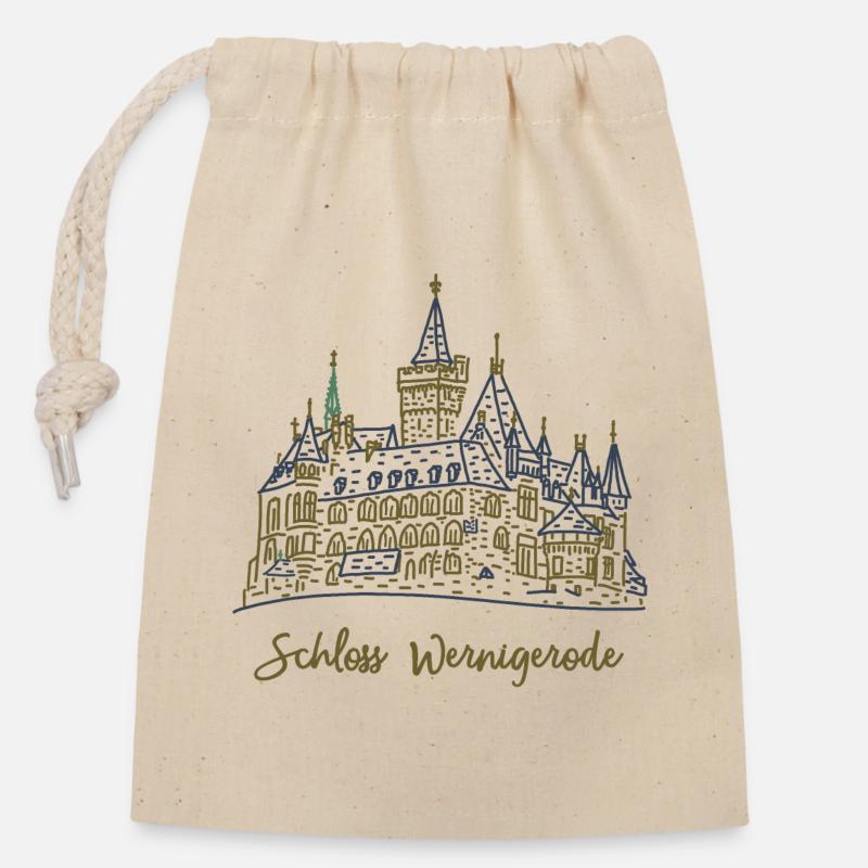Schloss Wernigerode, Wahrzeichen, Deutschland - Verschließbarer Geschenkbeutel aus Baumwolle (14x20cm) - Natur