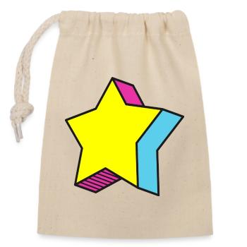 Star Stern - Verschließbarer Geschenkbeutel aus Baumwolle (14x20cm) - Natur - Vorne