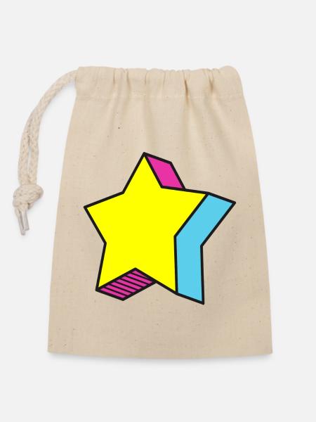 Star Stern - Verschließbarer Geschenkbeutel aus Baumwolle (14x20cm) - Natur