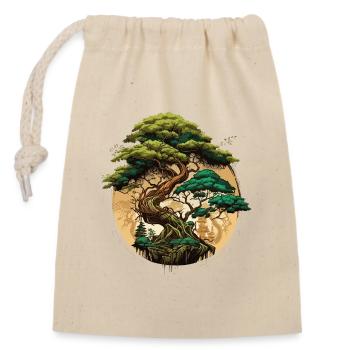 Bonsai Träume - Verschließbarer Geschenkbeutel aus Baumwolle (14x20cm) - Natur - Vorne