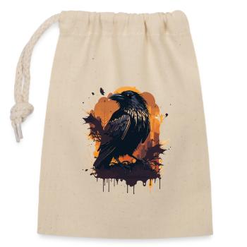 Silent Watcher Crow - Closable cotton gift bag (14x20cm) - nature - Front
