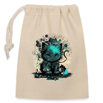 Cyber Cat Illustration - Closable cotton gift bag (14x20cm) - nature - Front