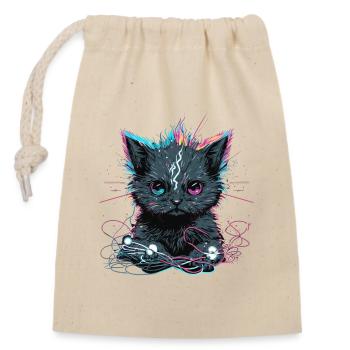 Chat électrique - Sac cadeau en coton avec cordon (14 x 20 cm) - nature - Devant