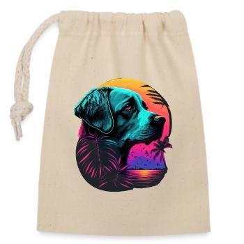 Calm Vaporwave Style Labrador Retriever - Closable cotton gift bag (14x20cm) - nature - Front