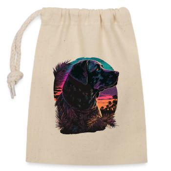 Evening Labrador Retriever vaporwave style - Closable cotton gift bag (14x20cm) - nature - Front