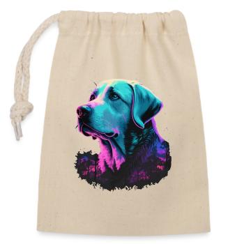 Weißer Labrador Retriever bei Night Forest - Verschließbarer Geschenkbeutel aus Baumwolle (14x20cm) - Natur - Vorne