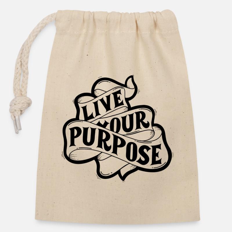 Vivez votre but - Sac cadeau en coton avec cordon (14 x 20 cm) - nature