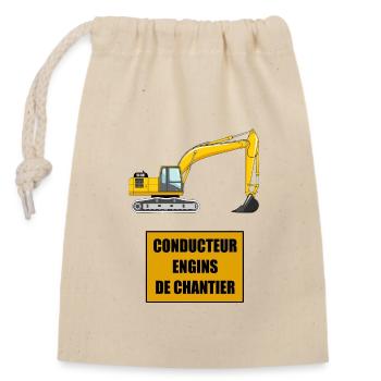 Construction equipment operator - Closable cotton gift bag (14x20cm) - nature - Front