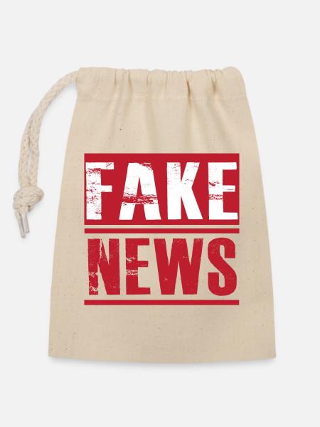 Fake News - Verschließbarer Geschenkbeutel aus Baumwolle (14x20cm) - Natur