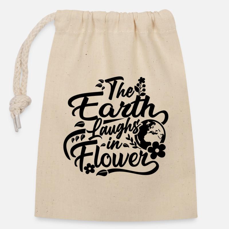 the earth laughs in flower - Verschließbarer Geschenkbeutel aus Baumwolle (14x20cm) - Natur